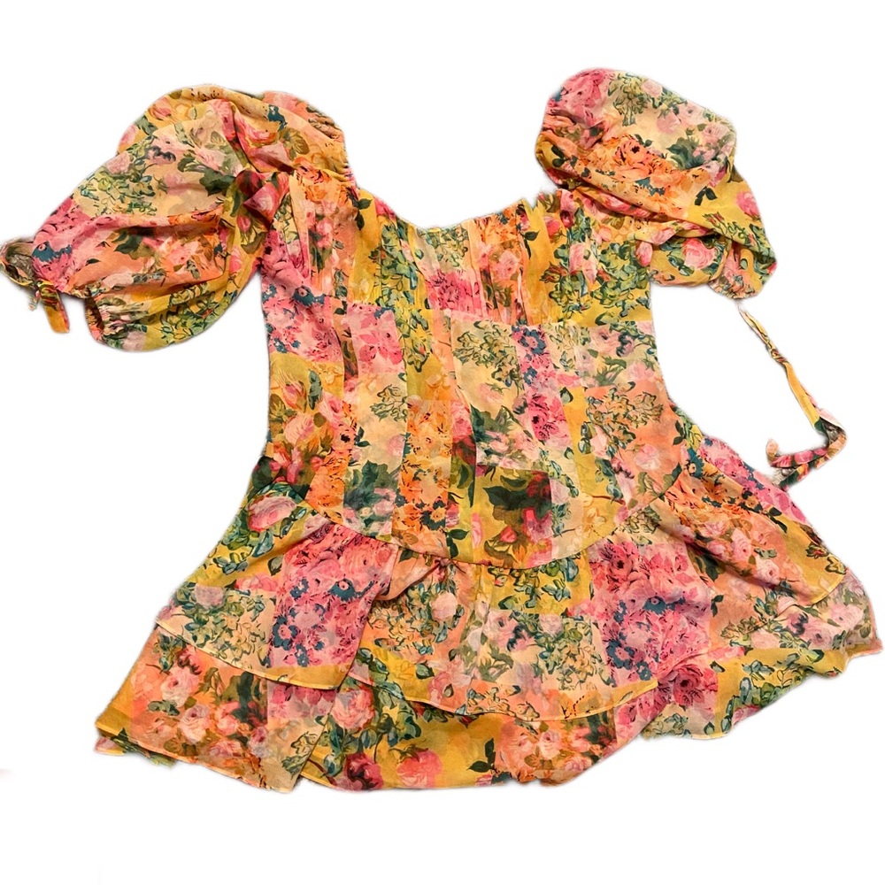 For Love & Lemons Nina Plus Size Dress Mixed Floral Print